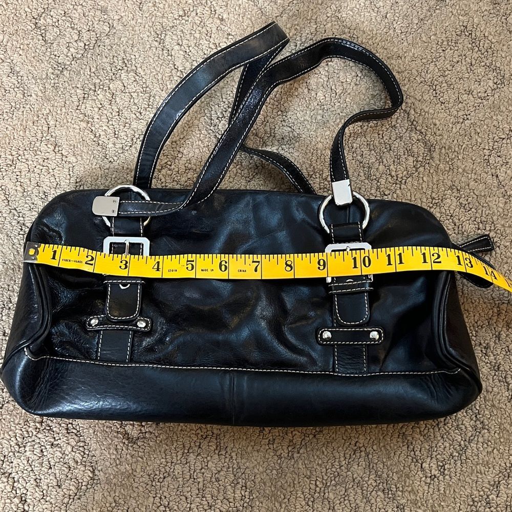 Franco Sarto Black Handbag with Silver Buckle Details - Picture 7 of 10